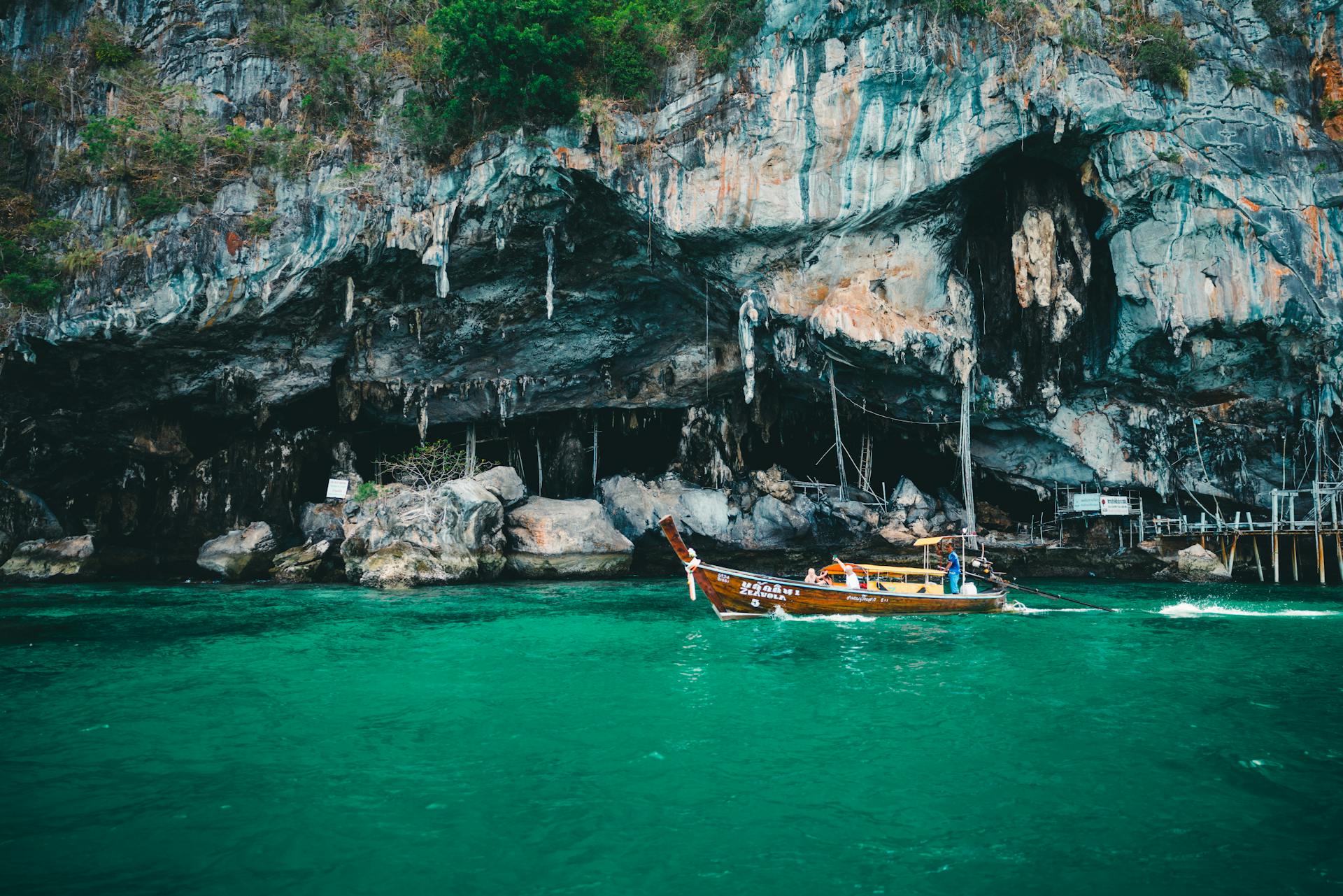 Maya Bay at sunrise (caption: “Capture the authentic charm of Phi Phi’s historical scene